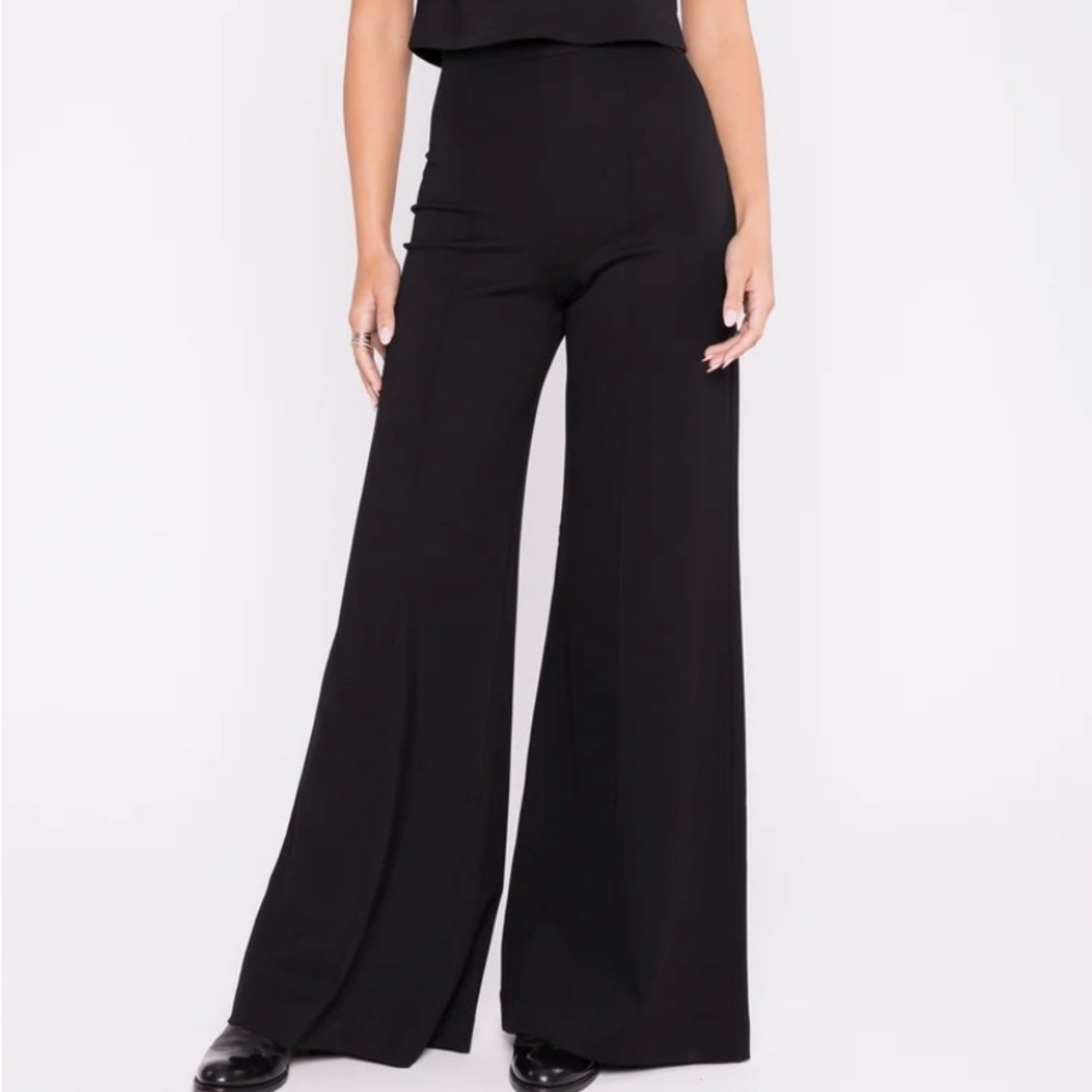 Ripley Rader Black Ponte Knit Wide Leg Pant Size 2 (4-6)
